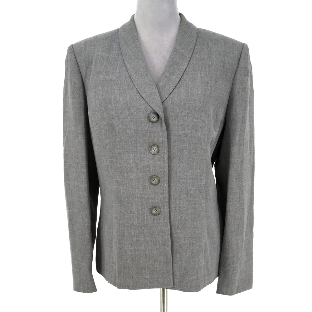 Le Suit Collections Jacket Womens 14 Gray Shawl Collar Lined Blazer Preppy